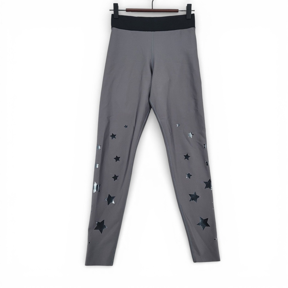 Ultracor Leggings Womens Medium Gray Black Star Print High Rise Athletic EUC